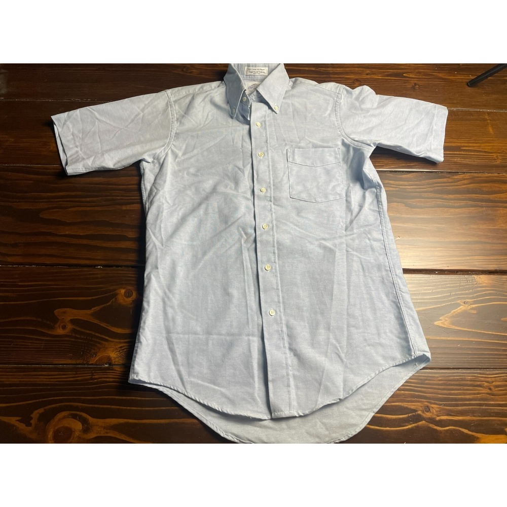 Eagle Crest Shirt, Men's Size 15, Blue, Vintage, Short Sleeve, Button Up